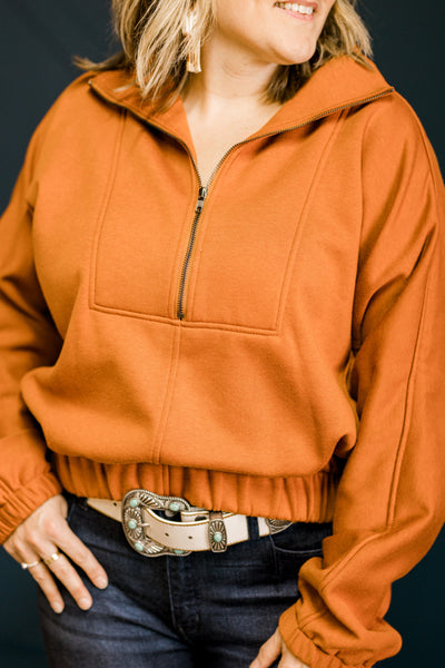 Brittney Half Zip Pullover [Rust Orange]