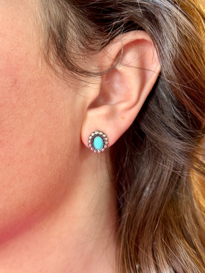 Harvard Authentic Turquoise & Sterling Silver Studs