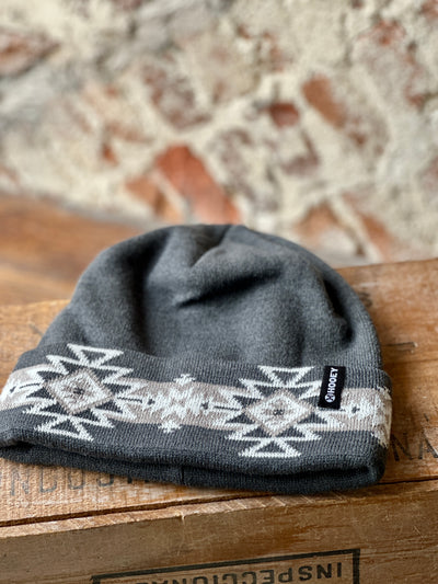 Hooey Beanie [Grey w/ White Aztec Stripe]