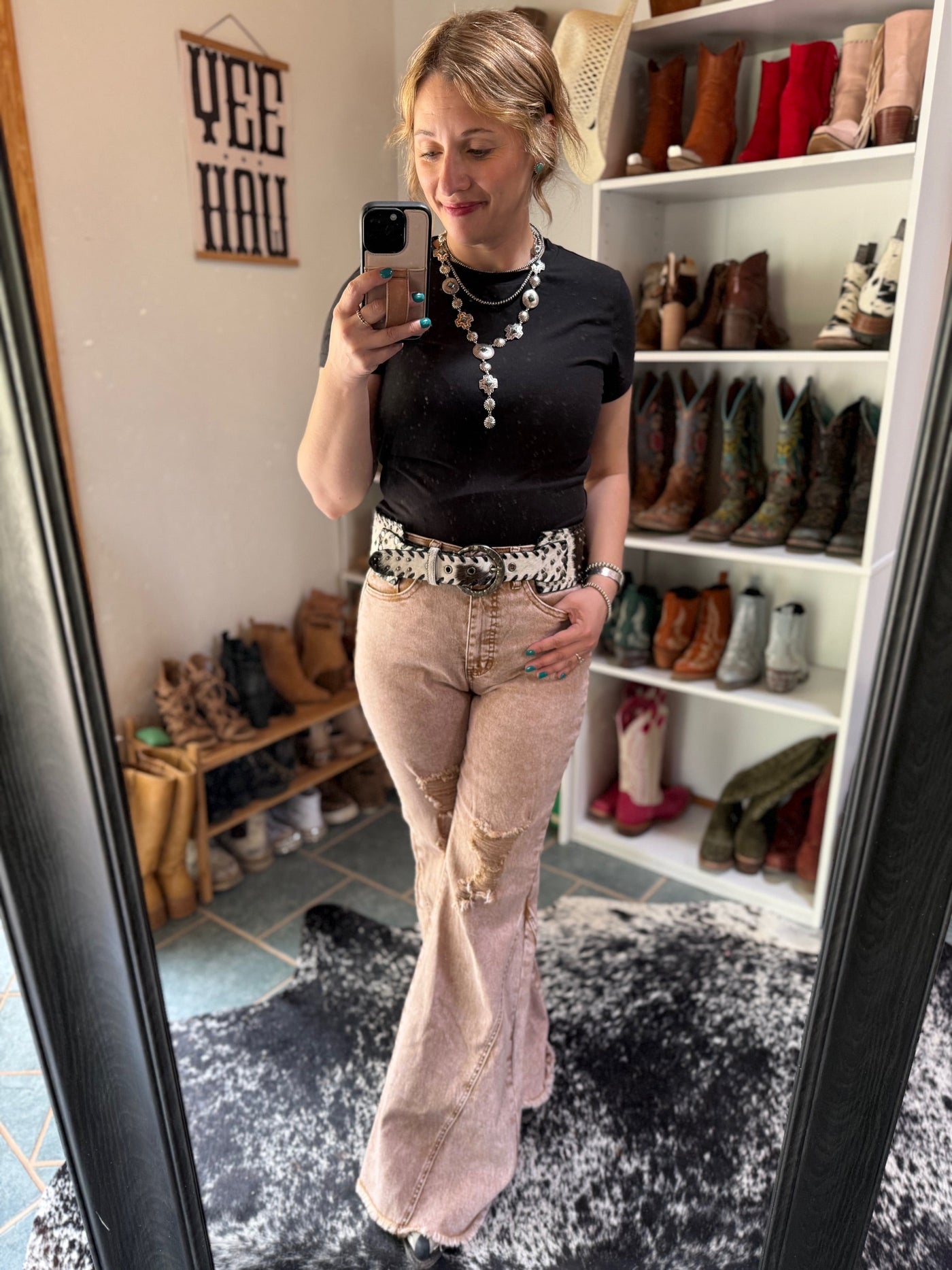 Carmen Cowhide Studded Corset Belt