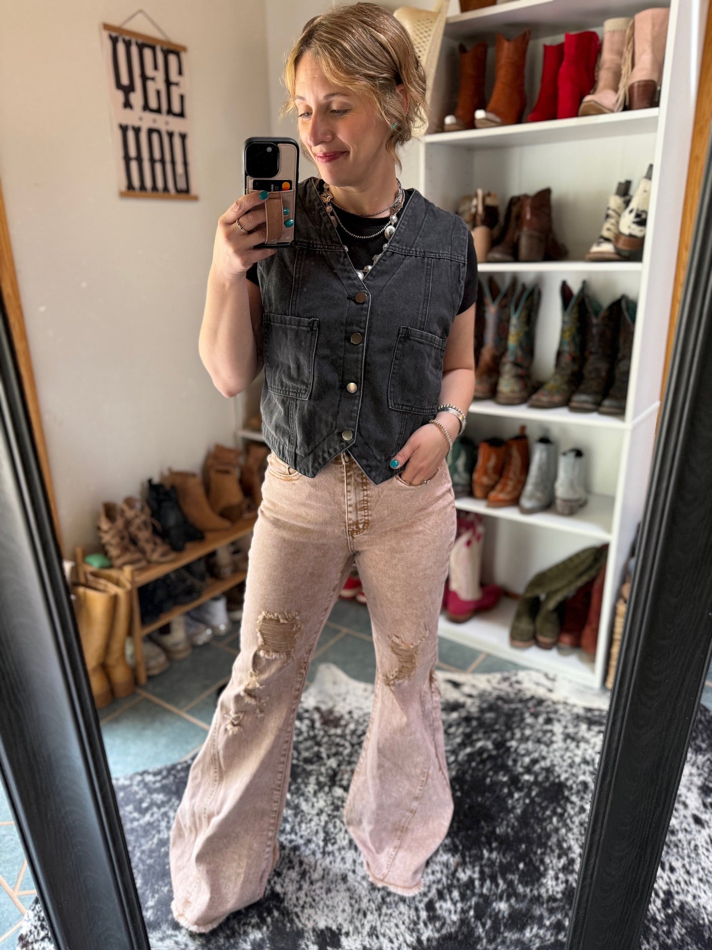 Casey Mineral Wash Tummy Control Flare Jeans [Camel]