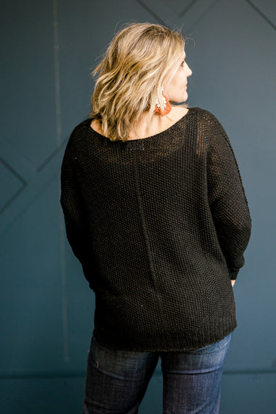 Chandler Lightweight Crochet Sweater [Black]