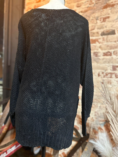 Chandler Lightweight Crochet Sweater [Black]