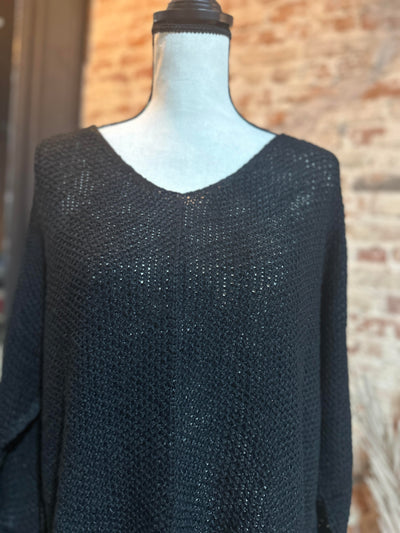 Chandler Lightweight Crochet Sweater [Black]