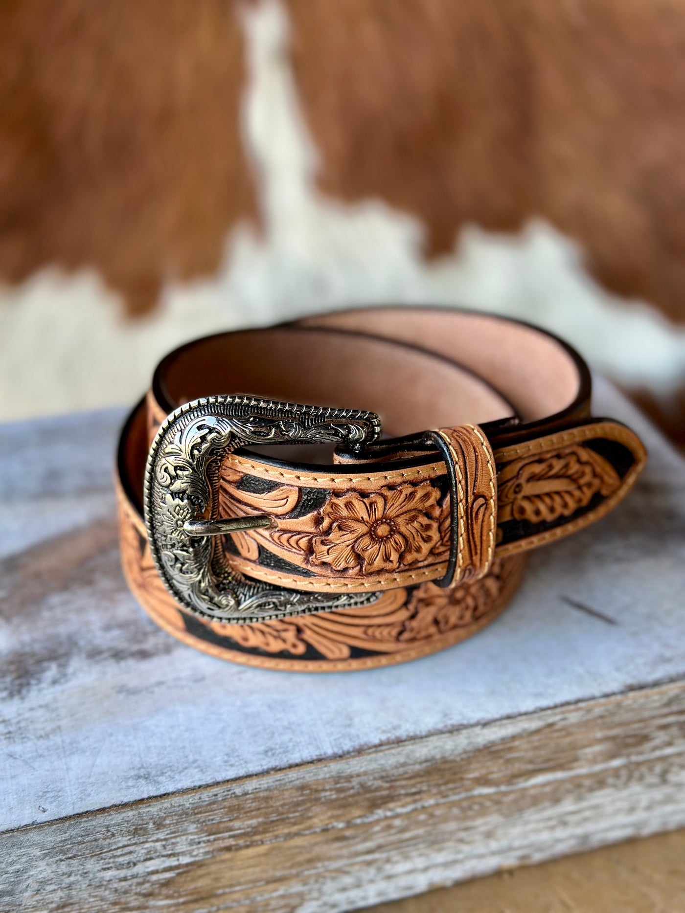 Christy Tooled Leather Belt