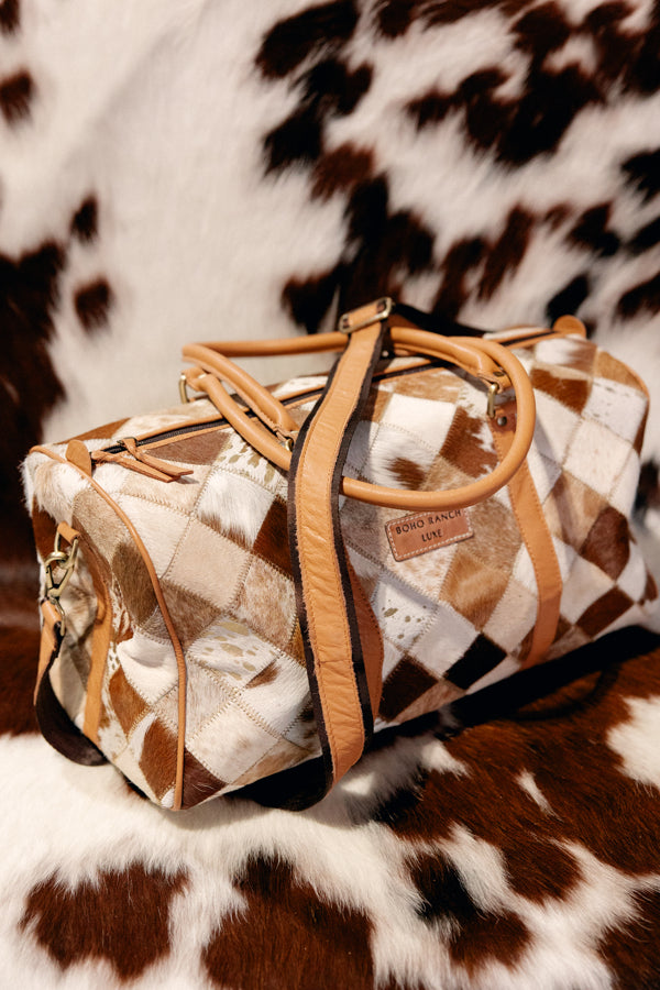 Cody Checkered Cowhide Duffel Bag