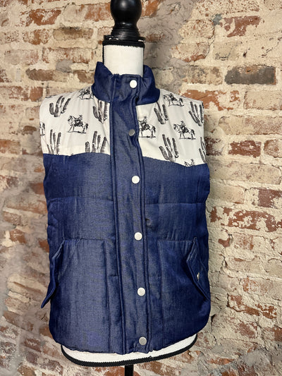 Full view of the Cole Vest with front zipper and button closure pockets, ideal for adding a functional yet fashionable layer.