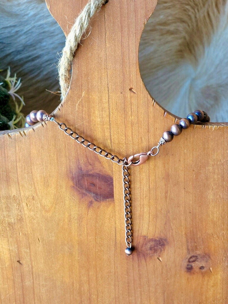 Vintage-inspired western jewelry – Connelly Copper Navajo Pearl Necklace with adjustable extender.