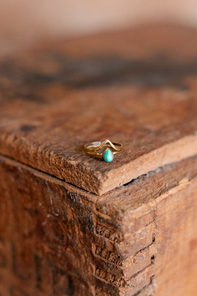 Convex Brass & Turquoise Ring