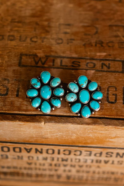 Corinthians Kingman Turquoise Cluster Earrings