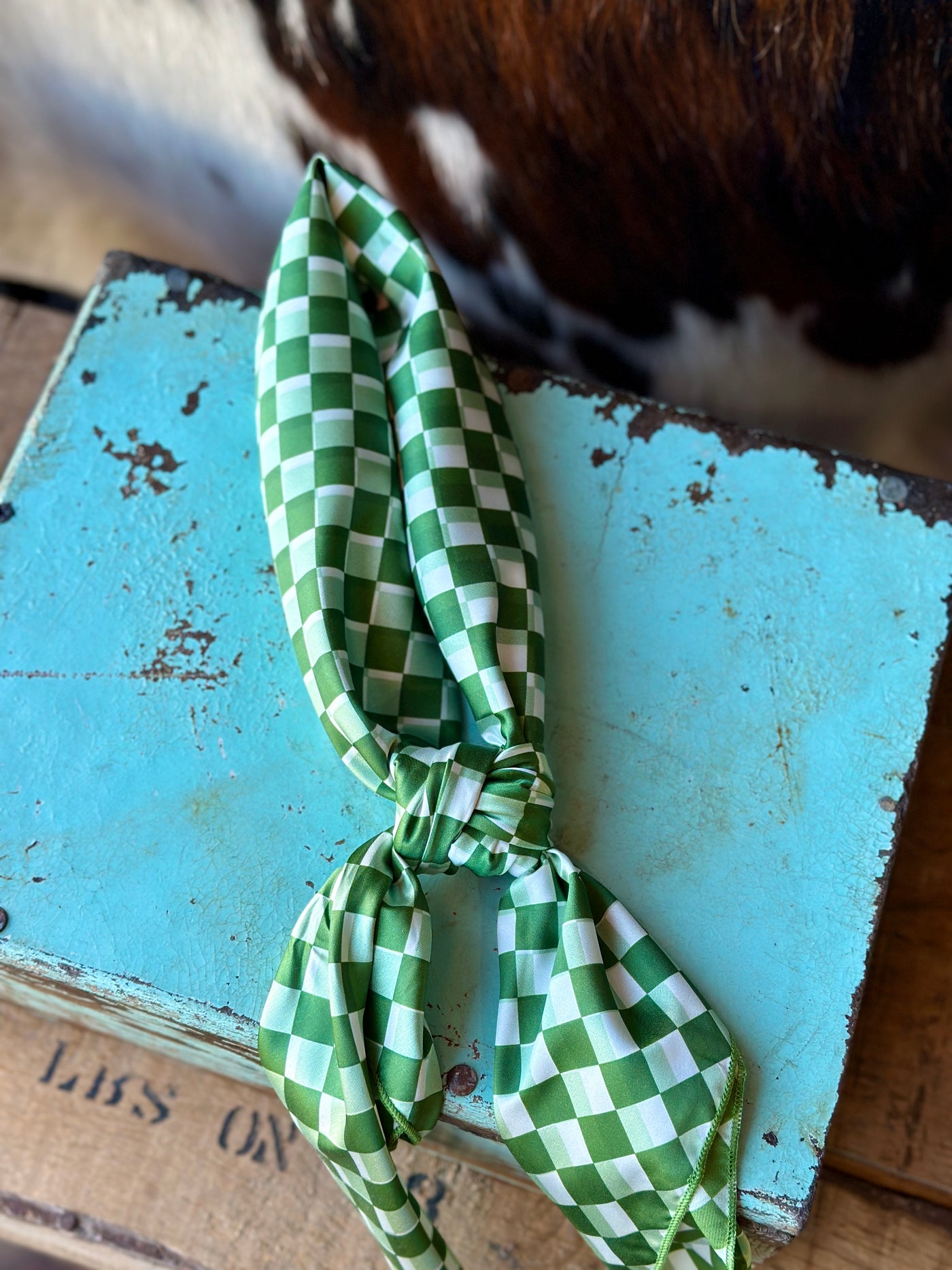 Stylish Crew Chief wild rag featuring a checkered pattern ideal for layering and accessorizing.