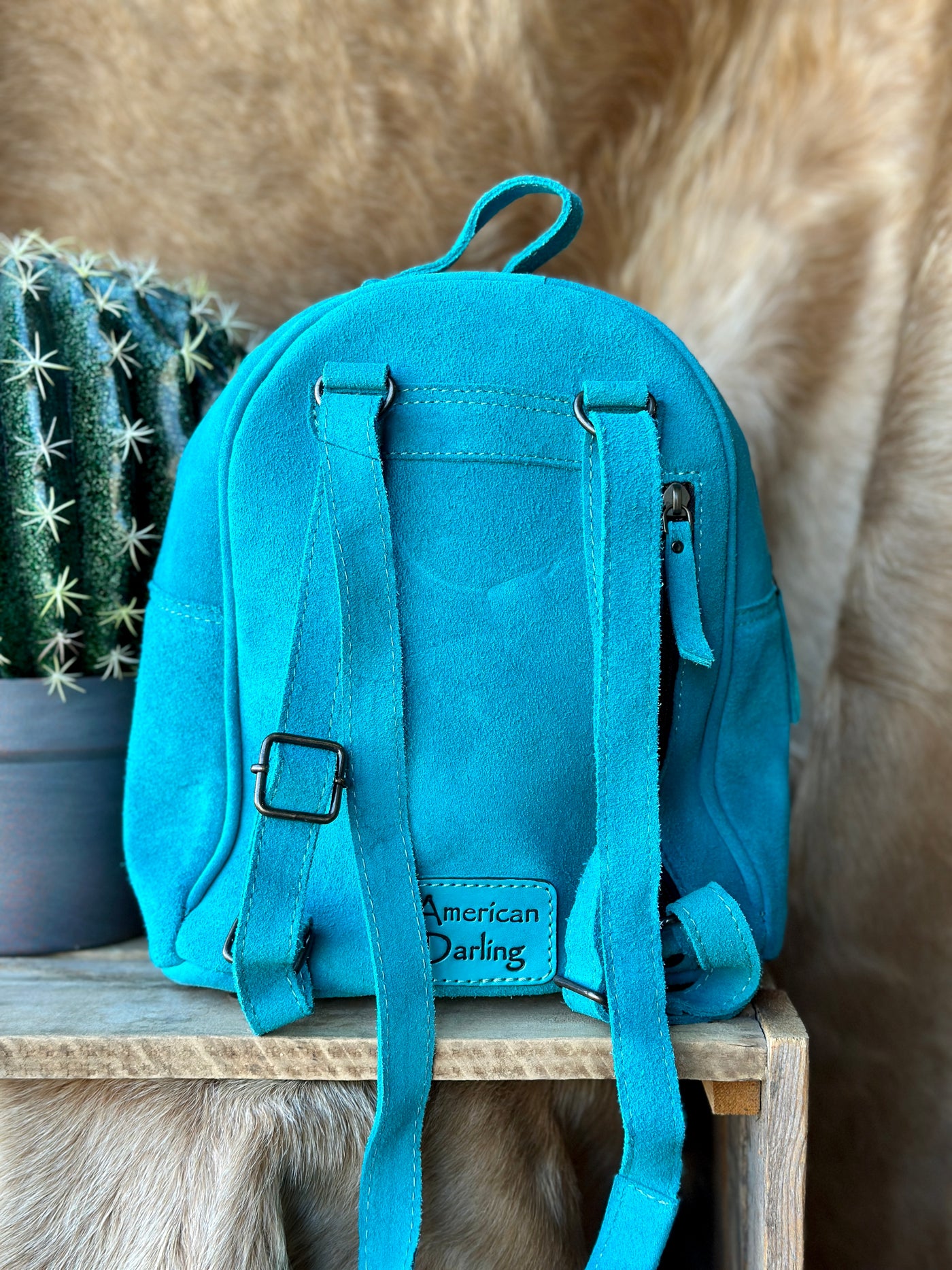 Gossip Girl Suede Leather Backpack [Blue]