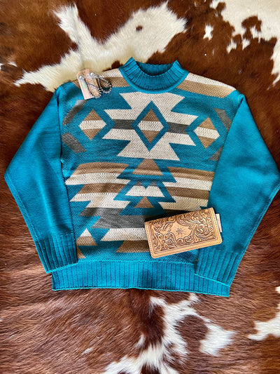 Deborah Teal Aztec Sweater