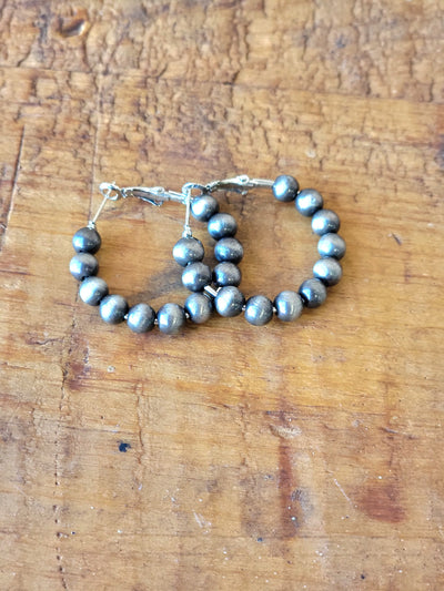 Duke Faux Navajo Pearl Hoop Earrings