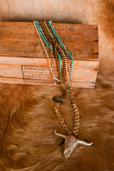 Elliott Crystal Bull Skull Necklace ✜ON SALE NOW: 40% OFF✜