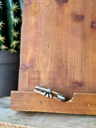 Broker Leather's Authentic Wild Horse White Turquoise Cluster Cuff.