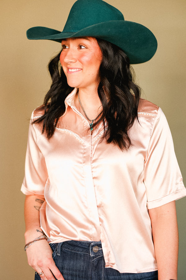 Embrie Satin Pearl Shirt [Champagne]