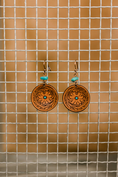 Emery Leather & Turquoise Nugget Earrings