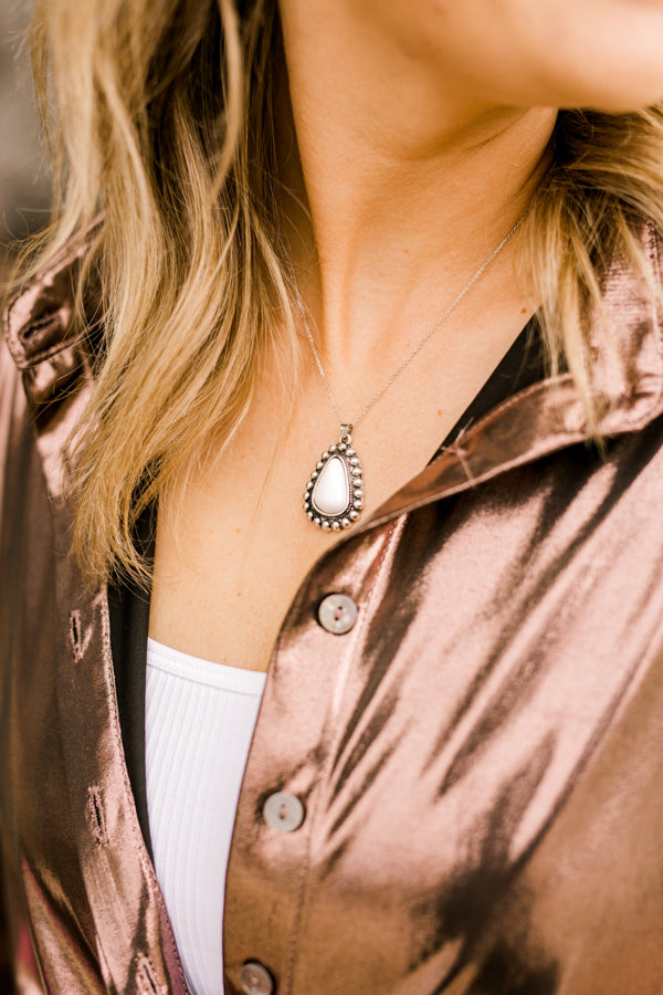 Emily White Turquoise Nugget Necklace with sterling silver chain.