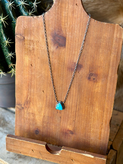 Broker Leather's Evan Authentic Turquoise necklace- layer it or wear solo for a statement that’s effortlessly western.