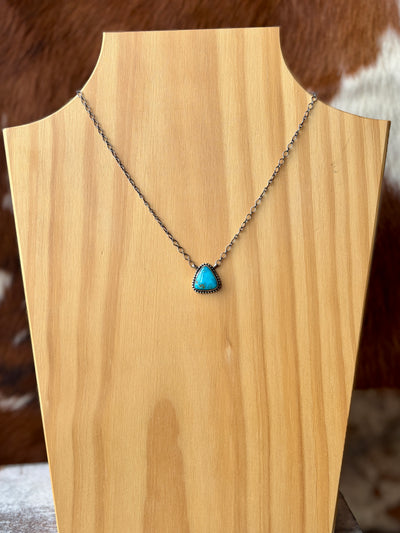 Evan Authentic Turquoise Necklace with sterling silver pendant.