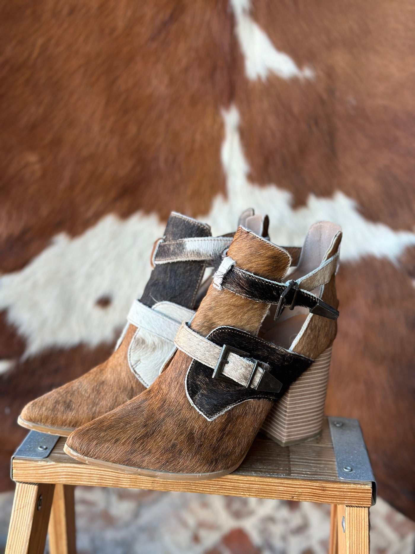 Size 8.5 Alcala's Myriah Cowhide Booties ✙Consignment / Final Sale✙  CS038