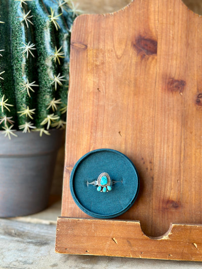 Atrina Adjustable Authentic Turquoise Ring