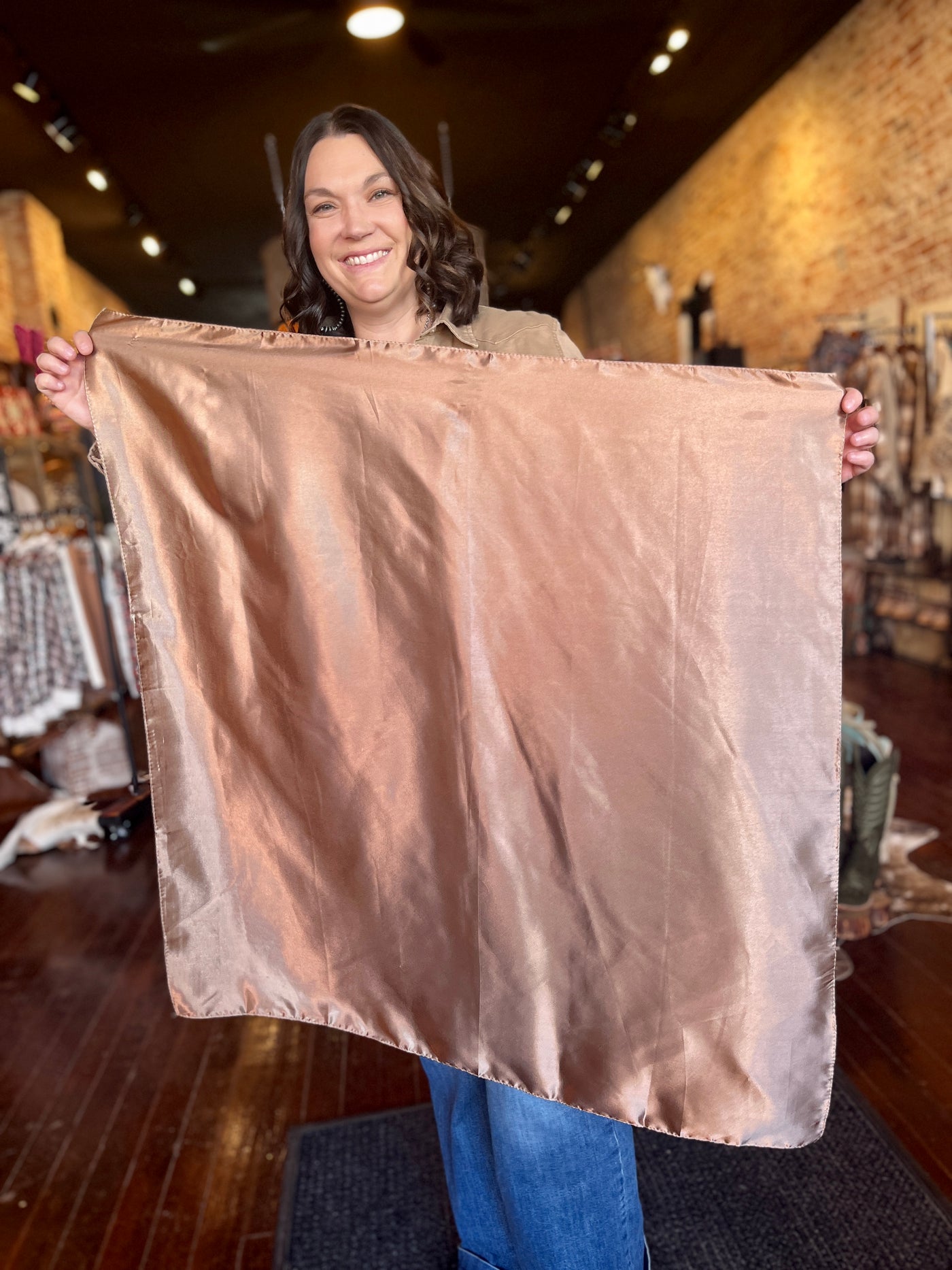Amanda Solid Light Mocha Tan Wild Rag