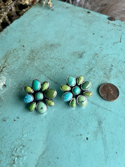 Rip Authentic Turquoise Cluster Earrings