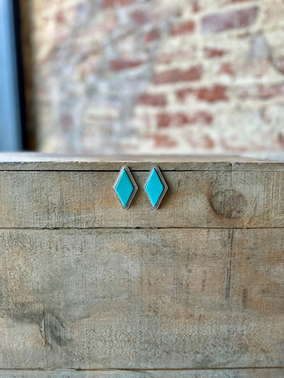 Reed Turquoise Diamond Post Earrings