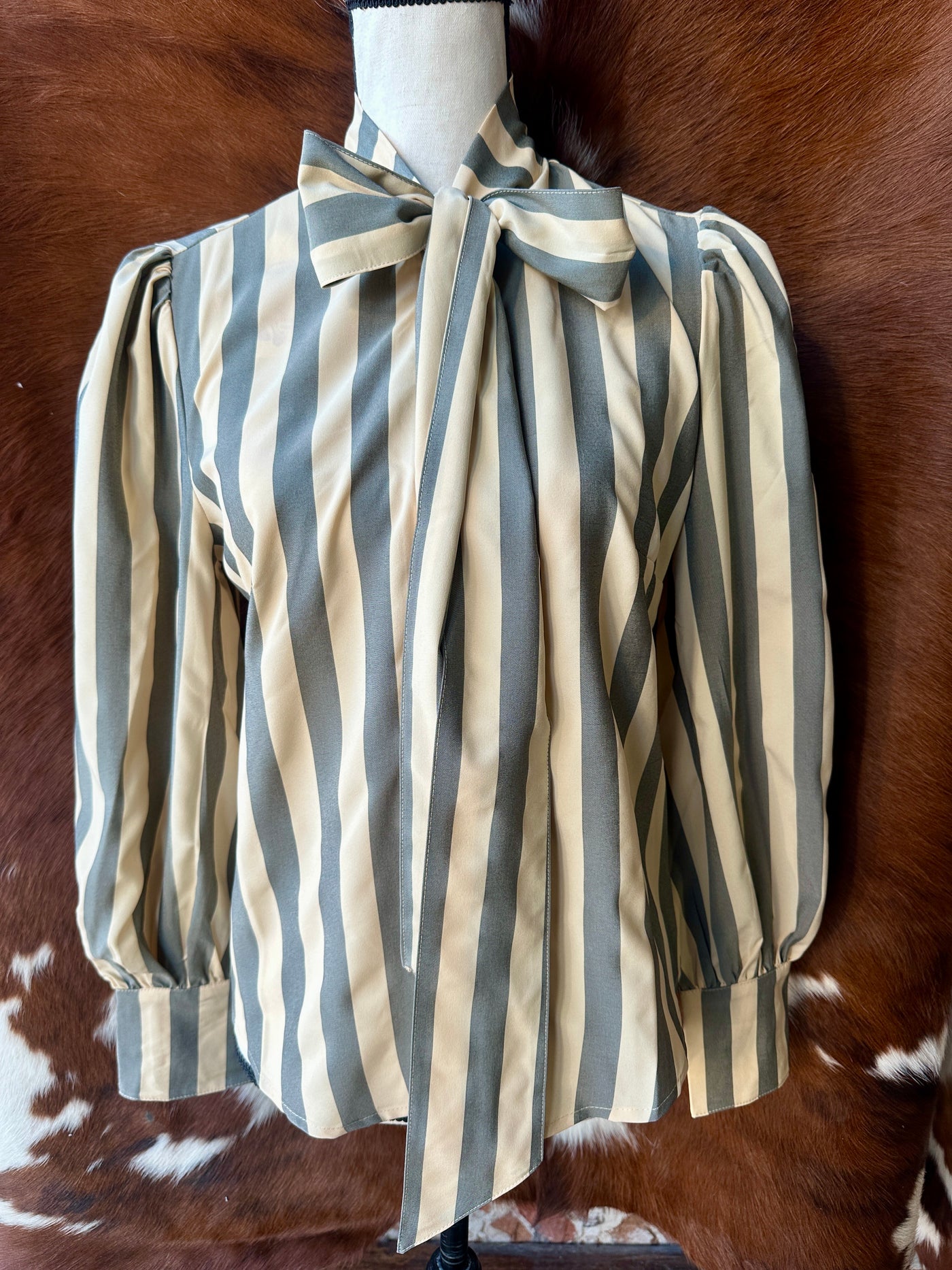 Kallyn Striped Bowtie Blouse