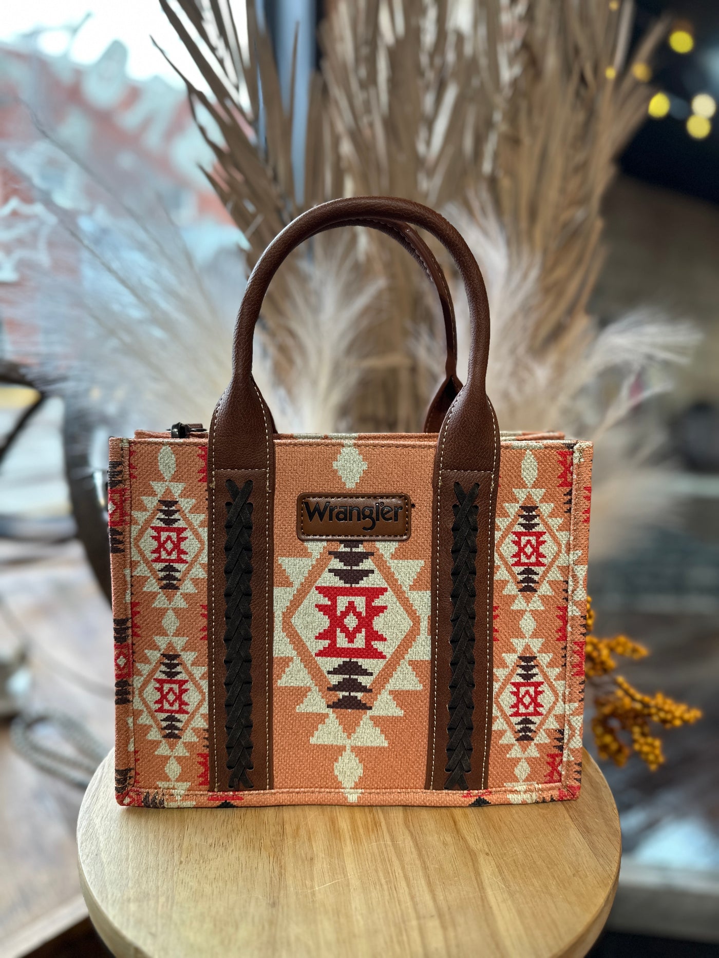 Wrangler Rhonda Canvas Aztec Print Crossbody [Orange]