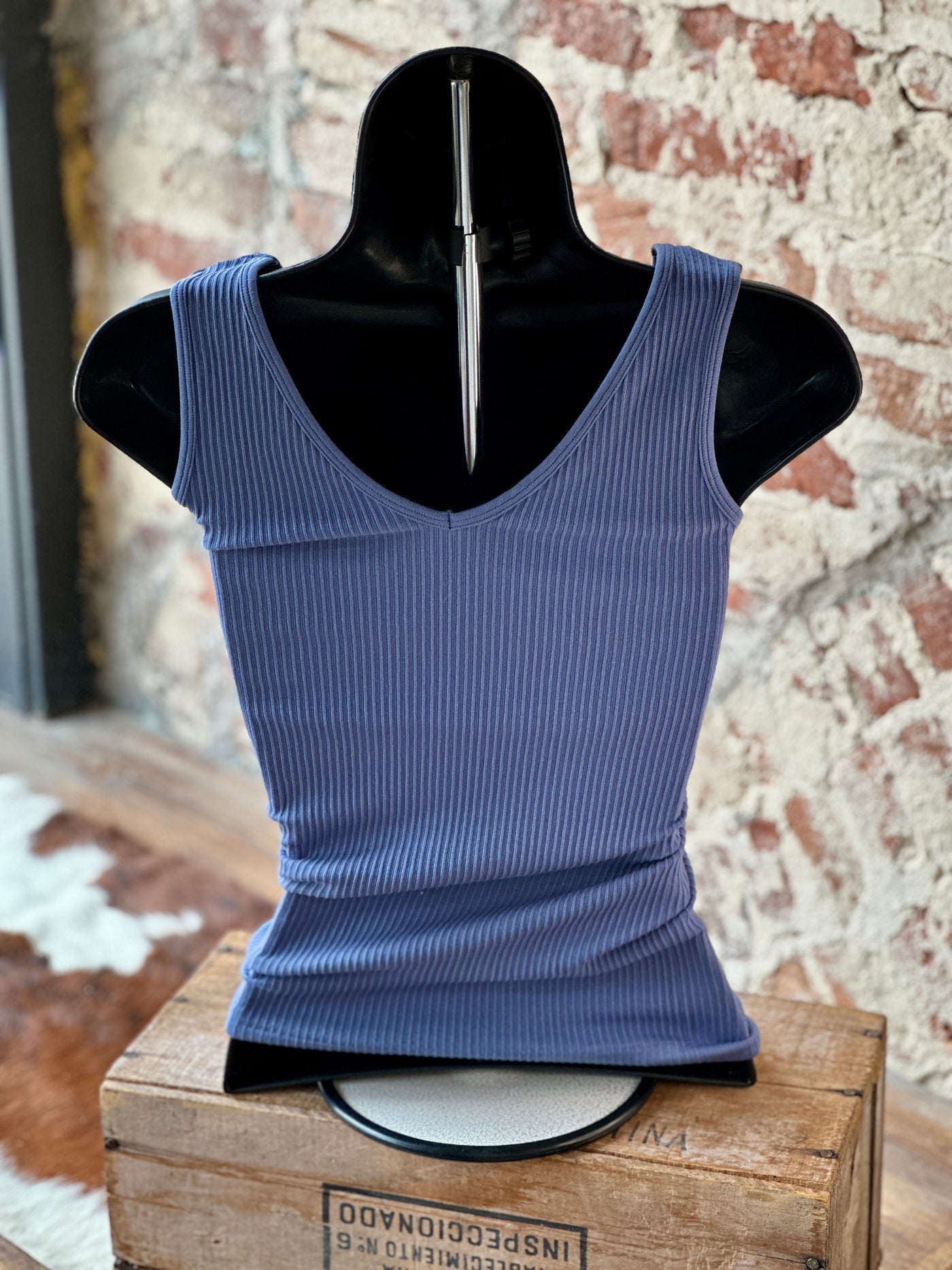 Brilee Ribbed Reversible Tank [Steel Blue] ✜ON SALE NOW✜