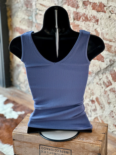 Brilee Ribbed Reversible Tank [Steel Blue] ✜ON SALE NOW✜