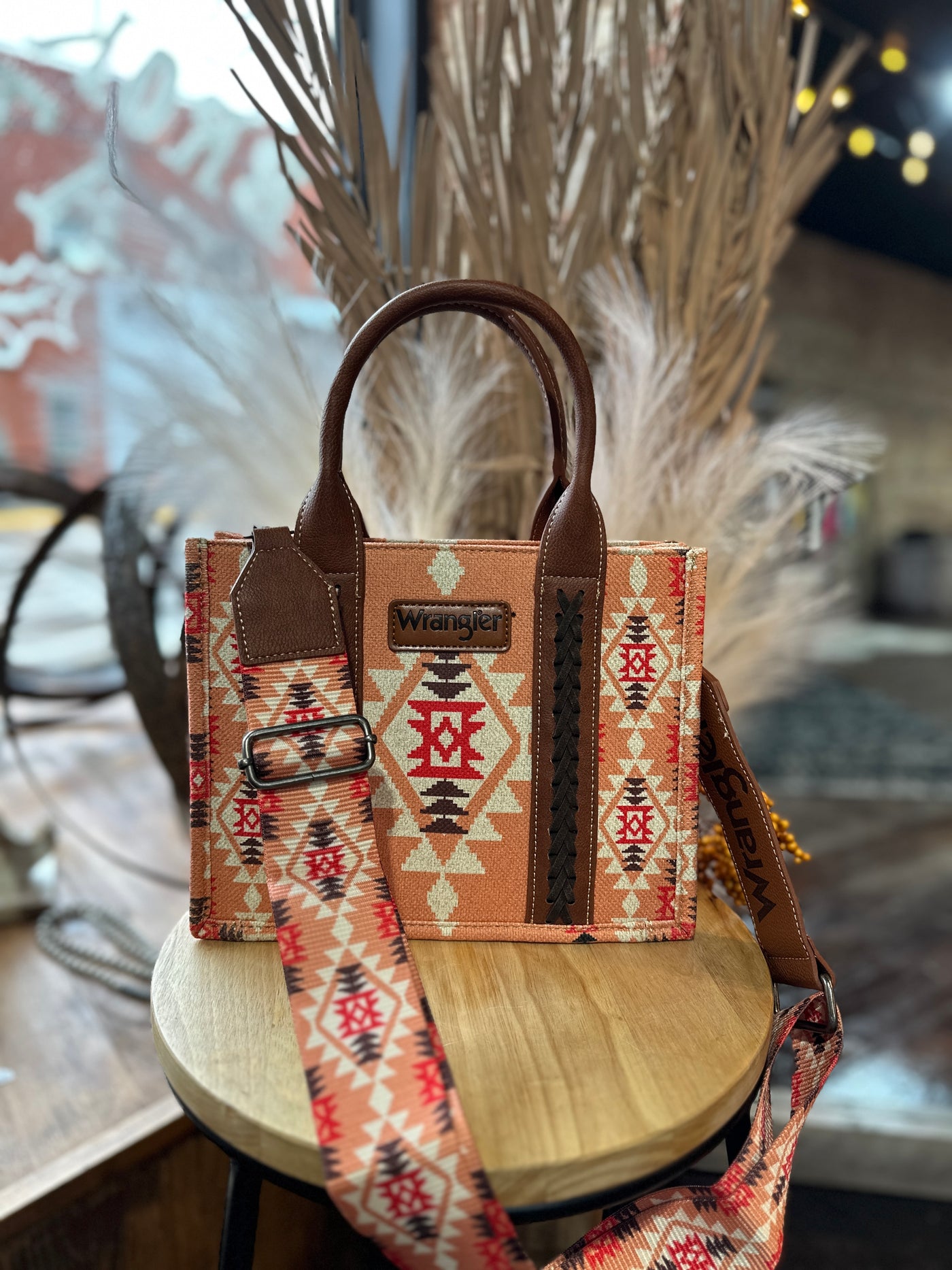 Wrangler Rhonda Canvas Aztec Print Crossbody [Orange]