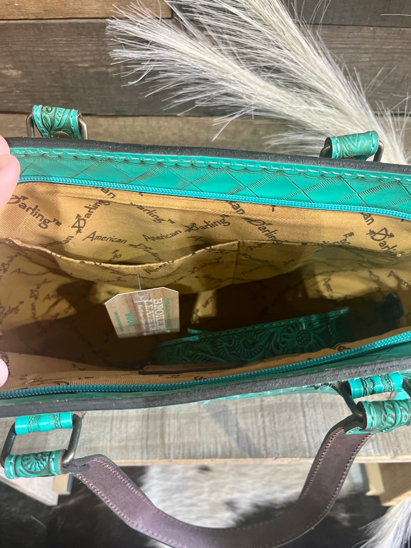 Mariella Turquoise Tooled Leather Tote Bag