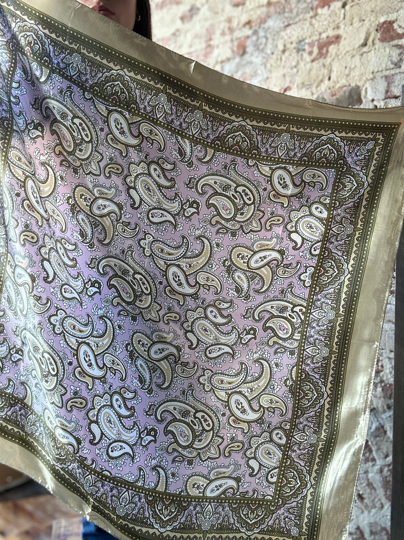 Beatrice Lavender & Tan Paisley Wild Rag