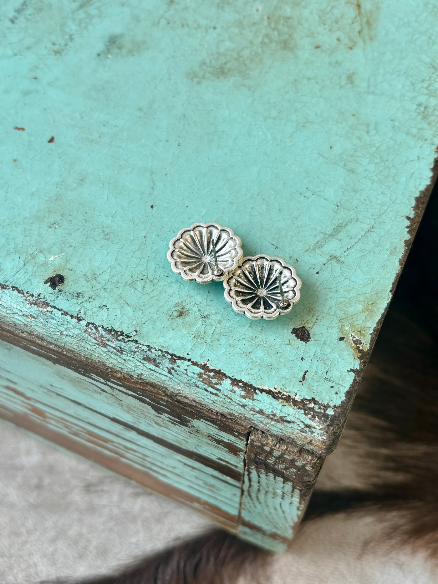 Shiloh Round Concho Stud Earrings