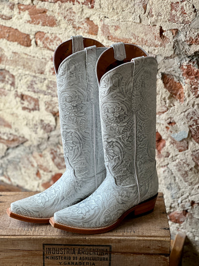 Dingo Bellona White & Silver Embossed Boots