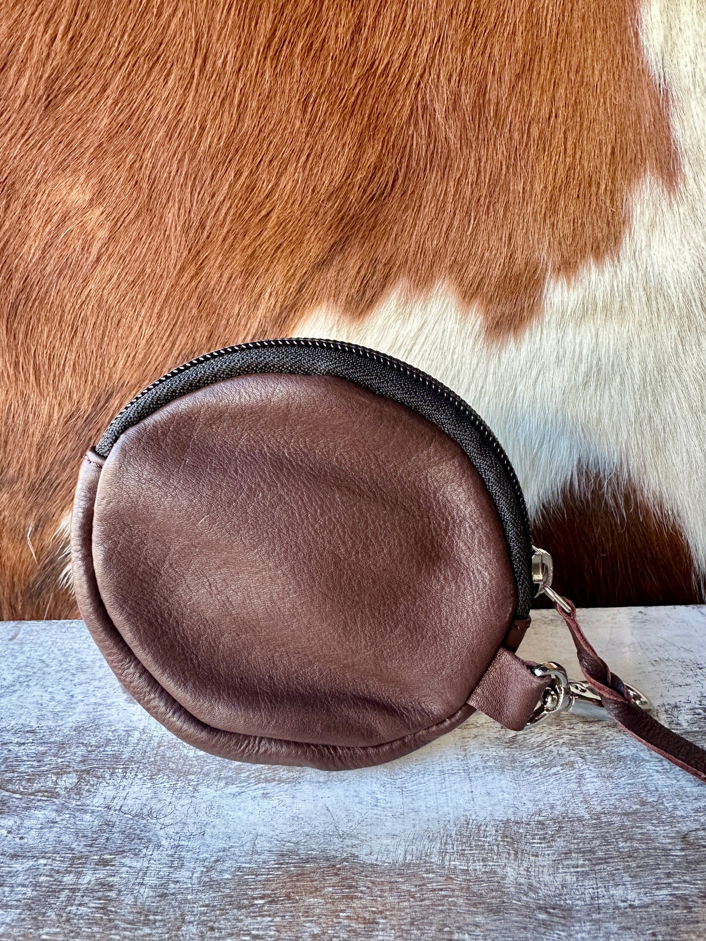 Bray Round Tooled Leather Coin Purse