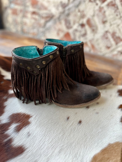 Size 7 Corral Fringe Booties Brown ✜FINAL SALE✜ CS015