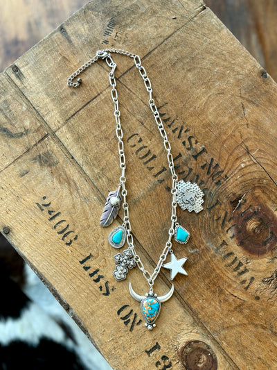 Natasha Longhorn Gemstone & Charm Necklace