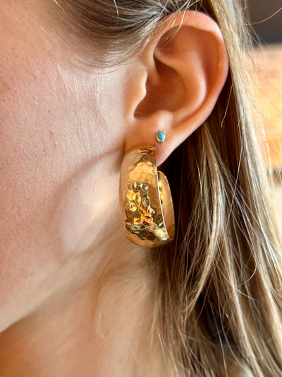 Adora Gold Hammered Hoop Earrings