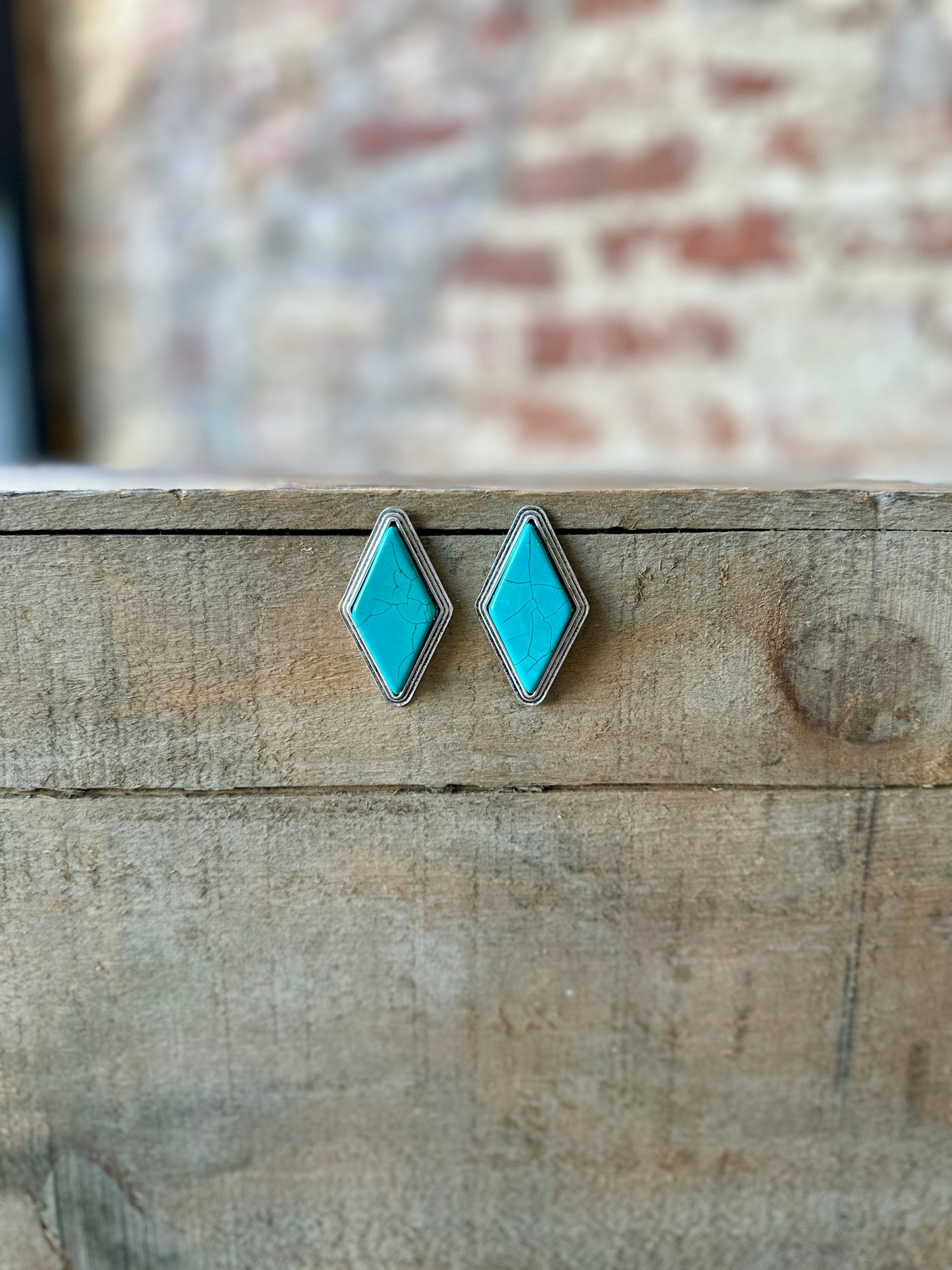 Reed Turquoise Diamond Post Earrings