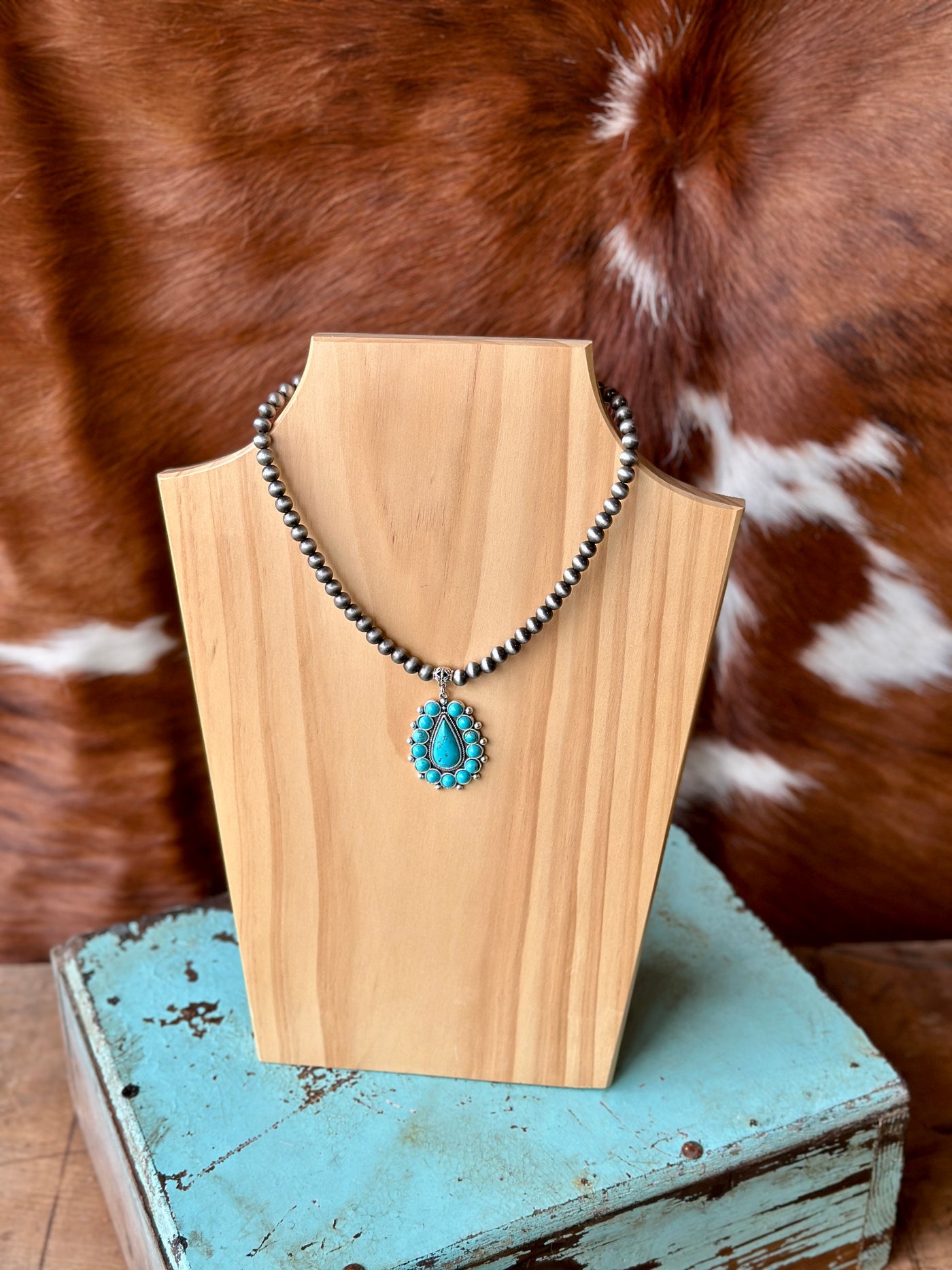 Jessica Turquoise Cluster Necklace