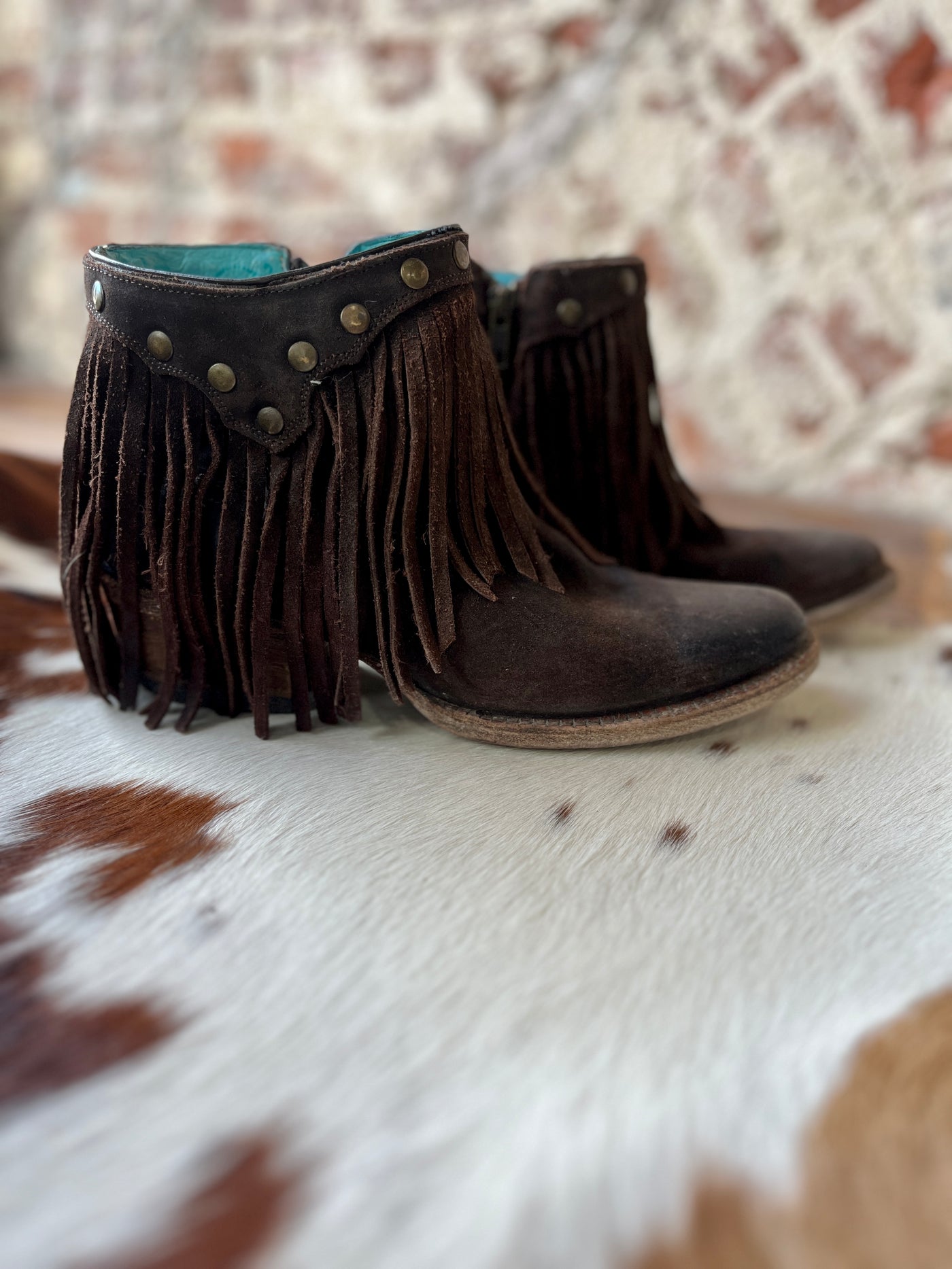 Size 7 Corral Fringe Booties Brown ✜FINAL SALE✜ CS015