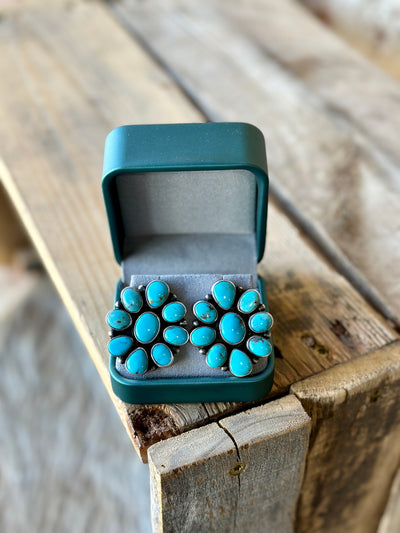 Corinthians Kingman Turquoise Cluster Earrings