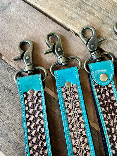 Shania Tooled Leather Keychain Strap