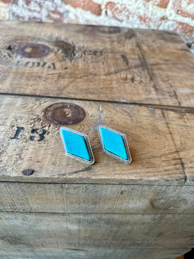 Reed Turquoise Diamond Post Earrings