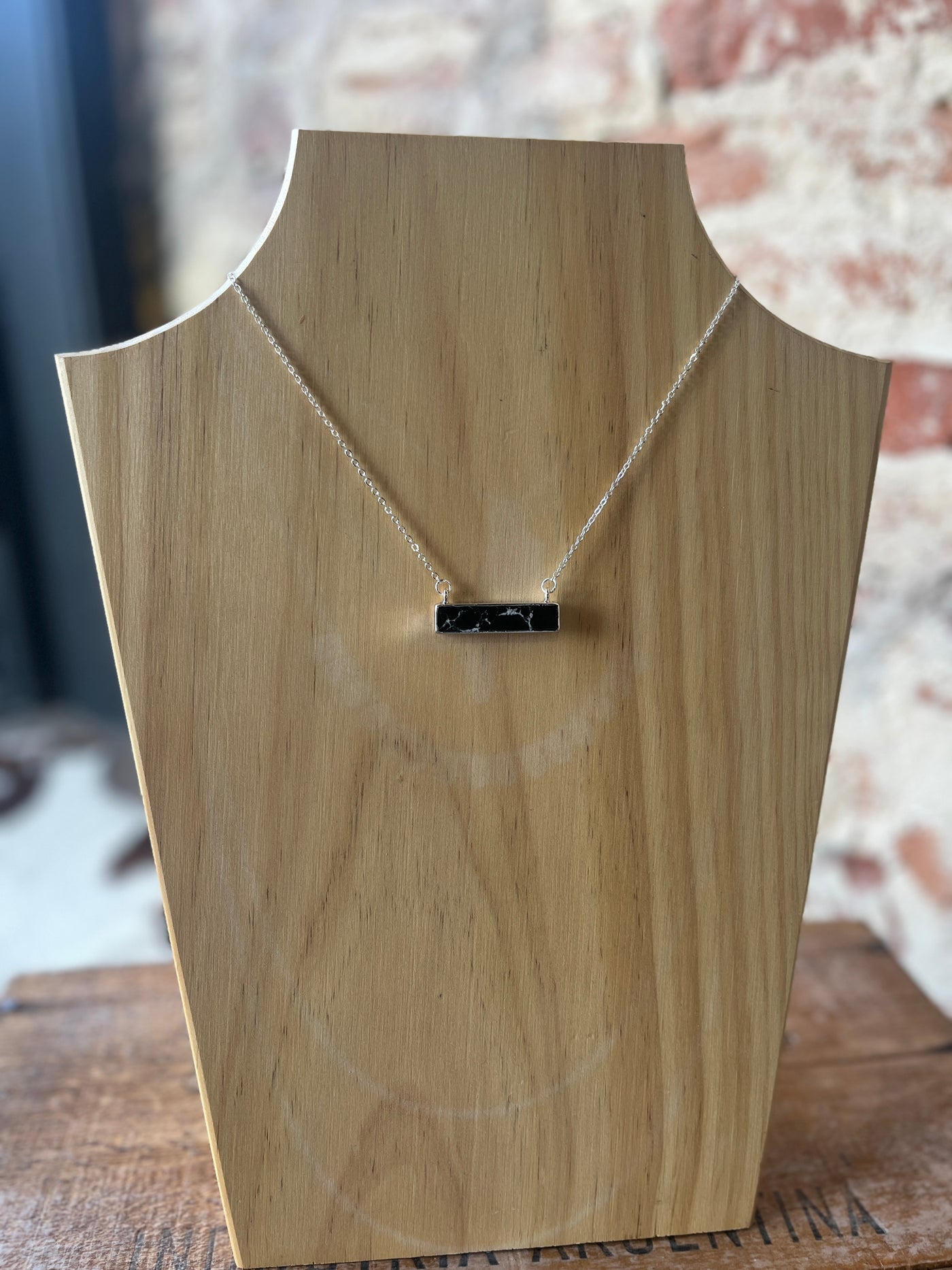 Allie Black Stone Bar Necklace